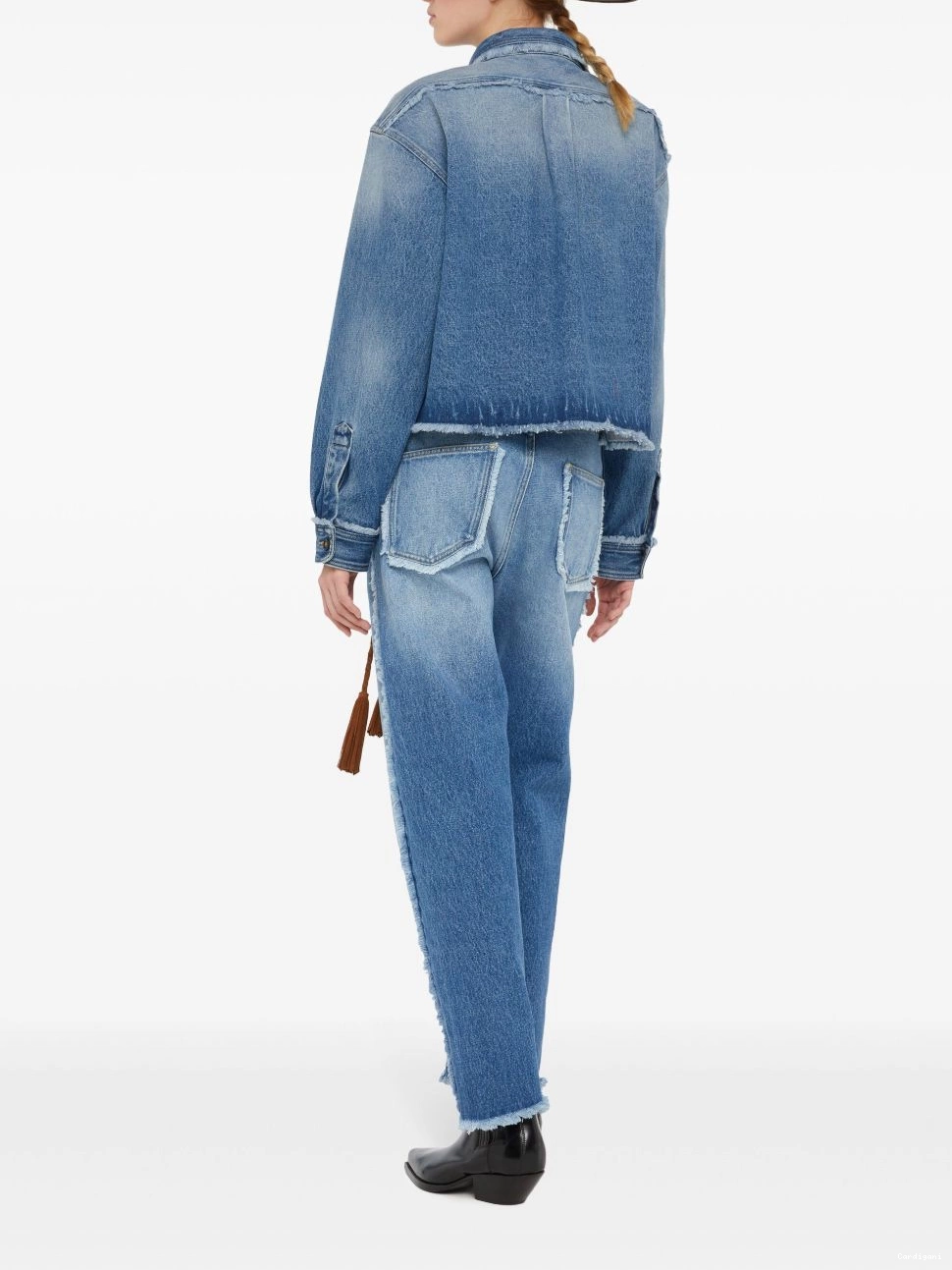 Affordable Alanui jacket Women cropped frayed denim 0805